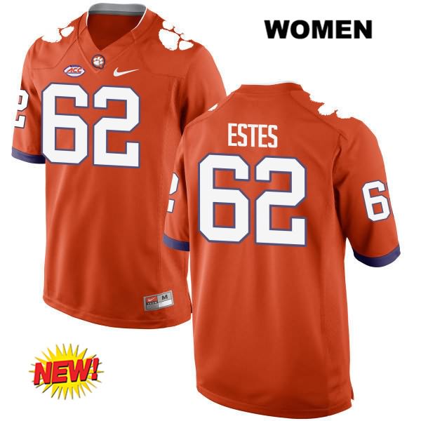 Women's Clemson Tigers #62 David Estes Stitched Orange New Style Authentic Nike NCAA College Football Jersey USU6246XK